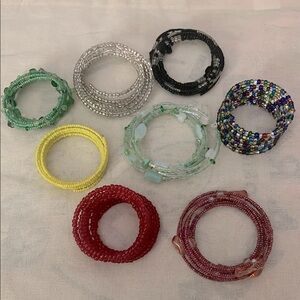 Vintage Glass Bead Coil Bracelets -Listed Separately